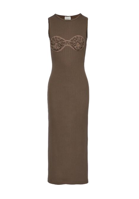 Abito con dettaglio all'uncinetto in verde khaki Magda Butrym - donna MAGDA BUTRYM | 220425KHK